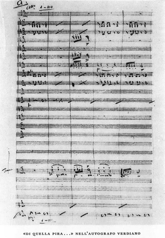 Abbozzo autografo di Di quella pira di Giuseppe Verdi, XIX secolo
