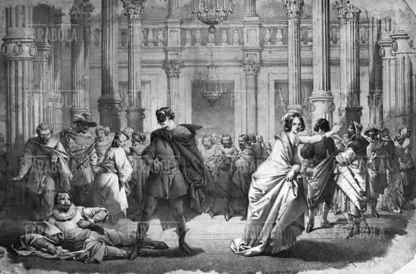 Scena dell'opera Un ballo in maschera di Giuseppe Verdi, XIX secolo