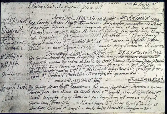 Atto di nascita di Giuseppe Verdi, 1813