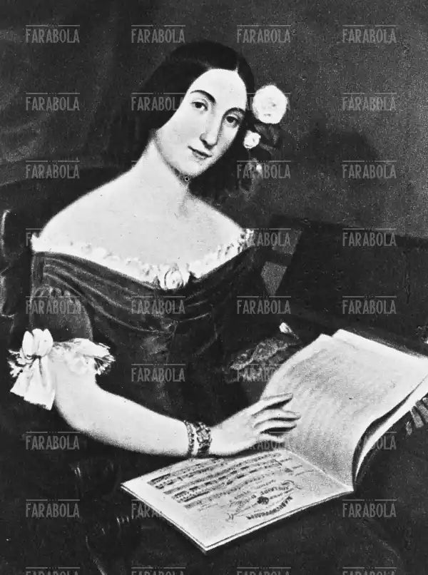 Ritratto di Giuseppina Strepponi con la partitura del Nabucco, 1842