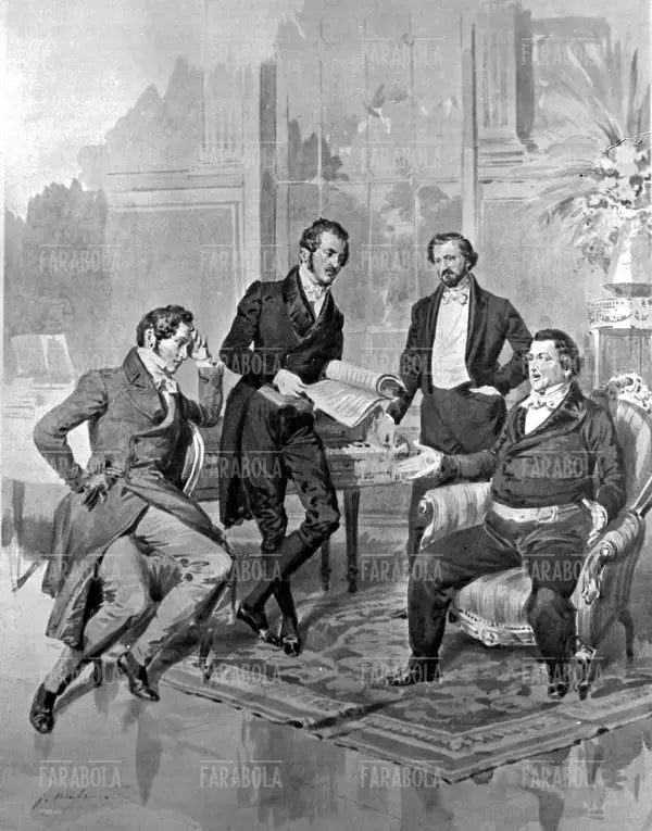 Vincenzo Bellini, Gaetano Donizetti, Giuseppe Verdi e Gioacchino Rossini, Illustrazione, 1900