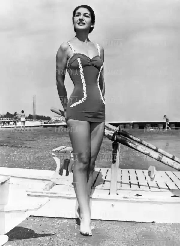 Maria Callas in costume da bagno, Venezia, anni 50