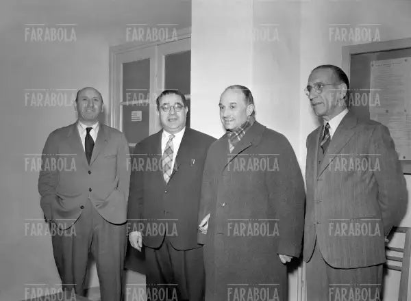 Antonio Busini, Ottorino Barassi, Piercarlo Beretta e Vincenzo Biancone in Figc, Milano, 1951