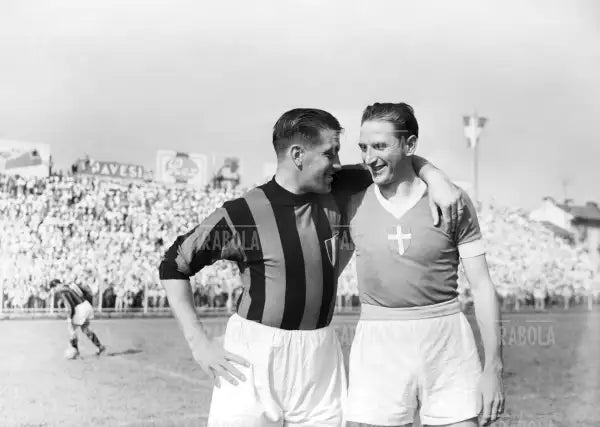 Silvio Piola e Gunnar Nordahl, Partita Novara-Milan, Novara, 1951
