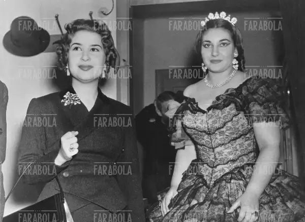 Maria Callas e la regina Narriman, Prima de La traviata, Roma, 1951