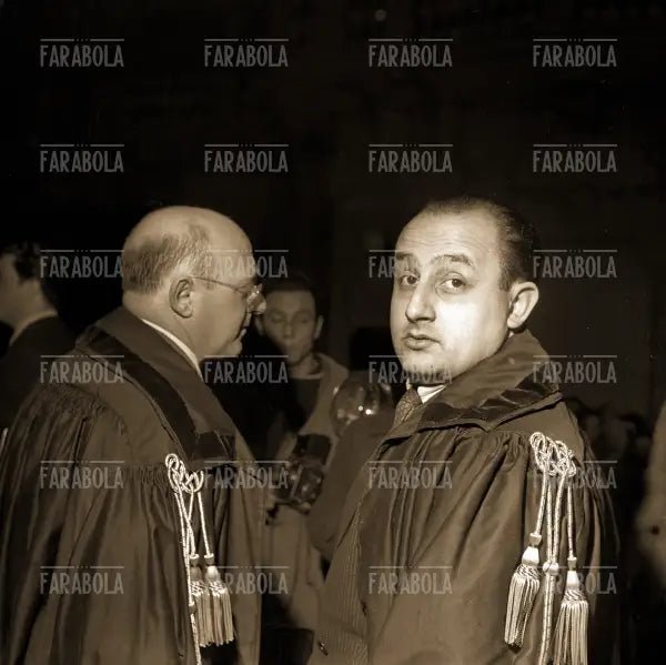 Gli avvocati Antonio Marsico e Giovanni Bovio, processo a Rina Fort, Bologna, 1952