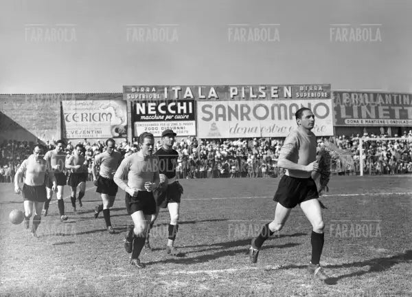 Giampiero Boniperti, Giuseppe Moro e Silvio Piola, Amichevole Italia-FSV Frankfurt, Padova, 1952