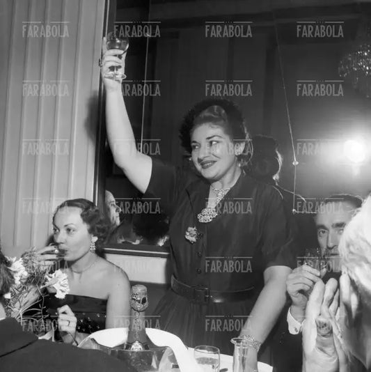 Maria Callas al Dopo Scala da Savini, Prima della Scala, Milano, 1952