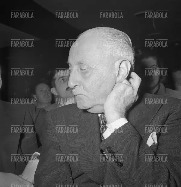 Piero Pirelli all'inaugurazione dell'INSMLI, Milano, 1952