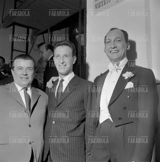 Nunzio Filogamo con Cinico Angelini e Alberto Semprini, Festival di Sanremo, 1954