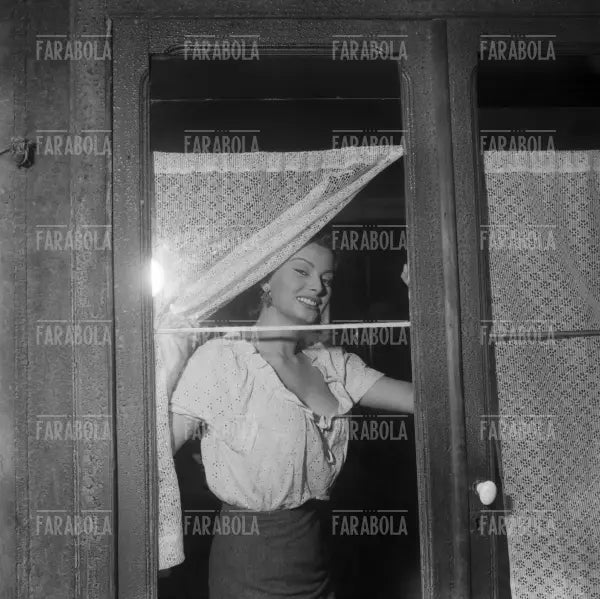 Sophia Loren sul set, Film L'oro di Napoli, Napoli, 1954