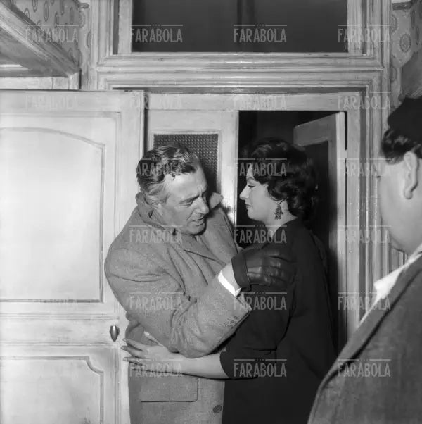 Sophia Loren e Vittorio De Sica sul set, Film L'oro di Napoli, Napoli, 1954