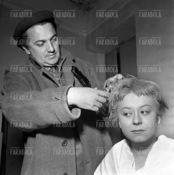 Federico Fellini e Giulietta Masina sul set del film La Strada, 1954