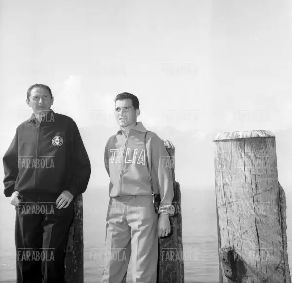 Silvio Piola e Giovanni Giacomazzi, Ritiro della Nazionale ai Mondiali di calcio, Vevey, 1954
