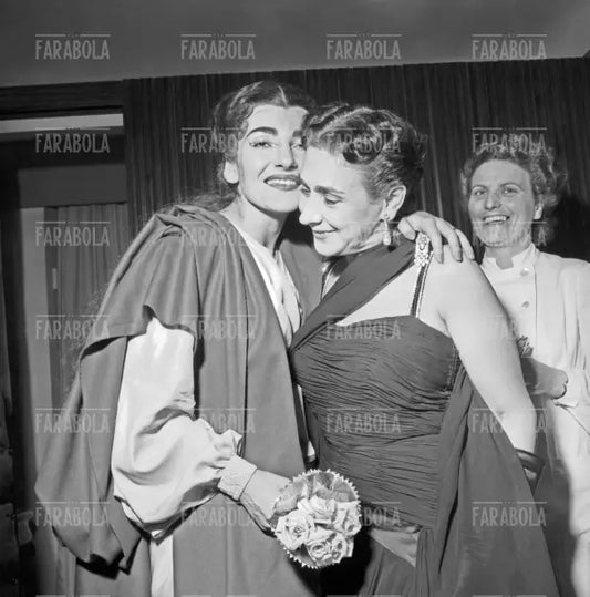 Maria Callas e Wally Toscanini, Prima della Scala con Norma, Milano, 1955