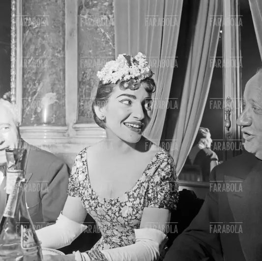 Maria Callas, Ezio Vigorelli e Alberto Liuti al Dopo Scala, Prima della Scala con Norma, Milano, 1955