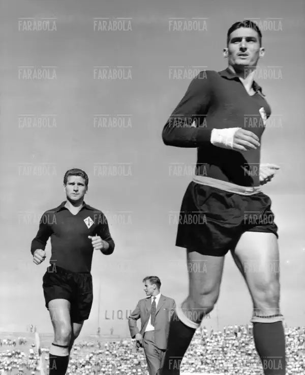 Gratton e Julinho in allenamento, Fiorentina, 1956
