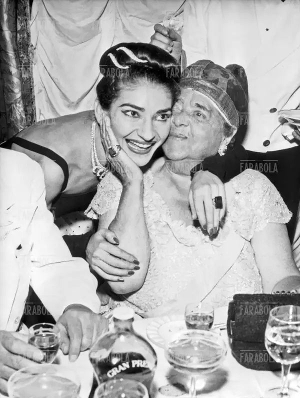 Maria Callas ed Elsa Maxwell, Festa all'Hotel Danieli, Venezia, 1957