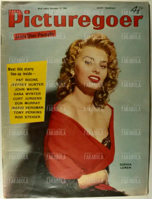 Sophia Loren, Copertina di Picturegoer, 1958