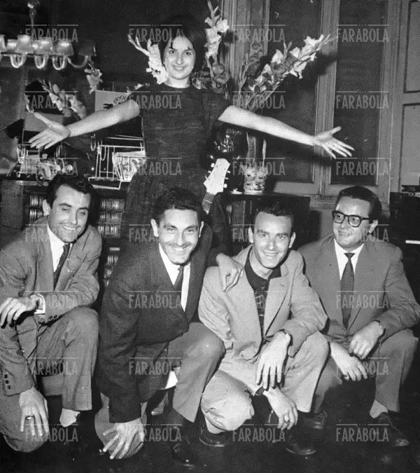 Mina con il suo primo complesso, The Happy Boys, 1958