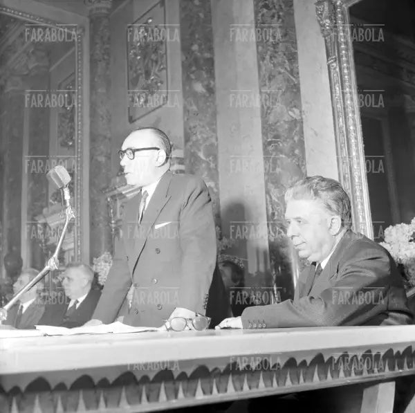 Eugenio Montale e Cino Del Duca, Premio Del Duca, Milano, 1959