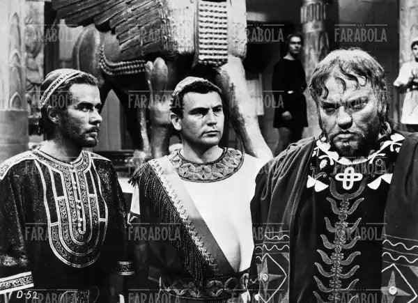 Massimo Serato, Pierre Cressoy e Orson Welles, Film Davide e Golia, 1959