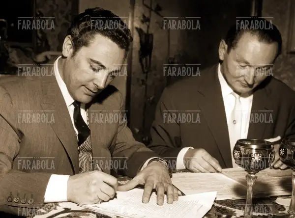 Mario Del Monaco firma il contratto con Alfred H. Jacob, Losanna, 1960