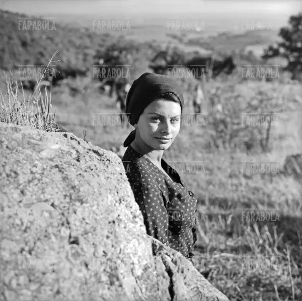 Sophia Loren sul set, Film La ciociara, Sasso, 1960
