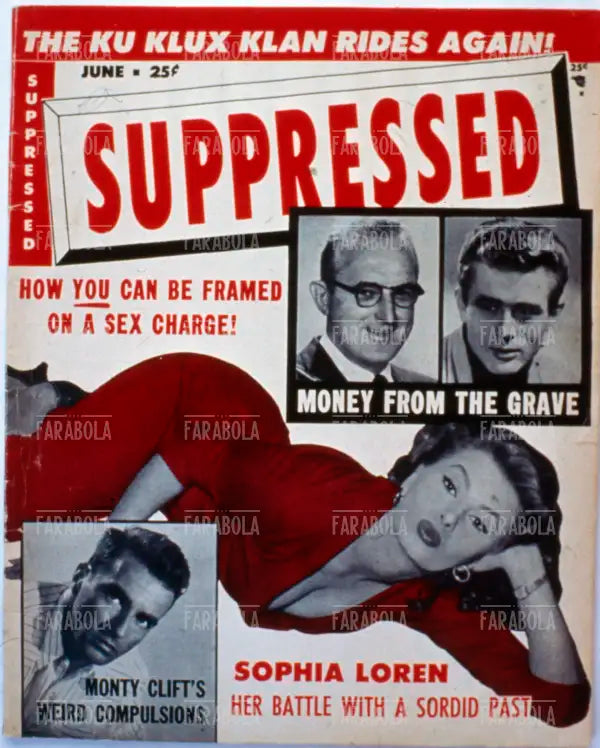 Sophia Loren, Montgomery Clift e James Dean, Copertina di Suppressed, anni 60