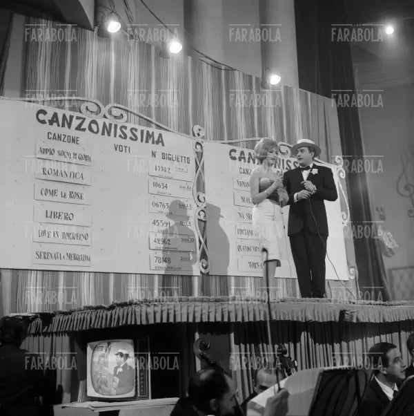 Lilli Lembo e Alberto Lionello, finale di Canzonissima, Vicenza, 1961