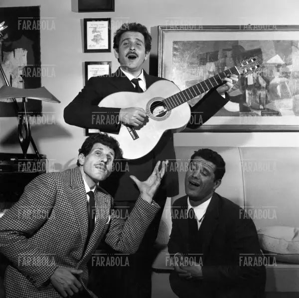 Domenico Modugno, Franco Franchi e Ciccio Ingrassia, Roma, 1961