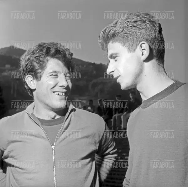 Omar Sivori e Gianni Rivera, ritiro della Nazionale, San Pellegrino, 1962
