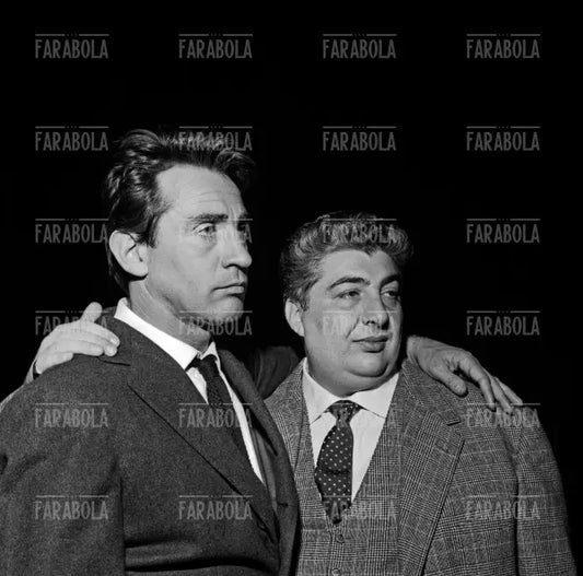 Walter Chiari e Gino Bramieri, riunione sul caso Fo-Rame, Teatro Gerolamo, Milano, 1962