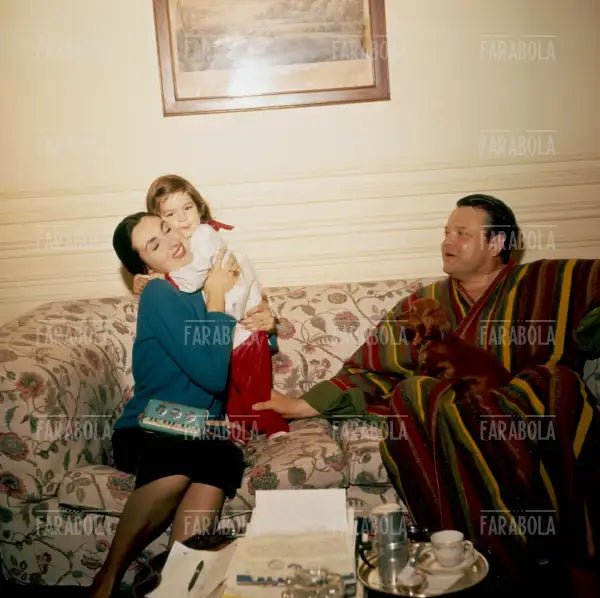 Orson Welles con la moglie e la figlia Beatrice, Klosters, 1962