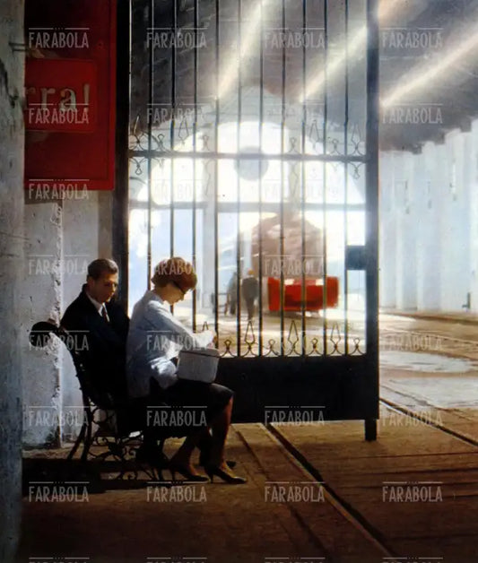 Marcello Mastroianni e Anouk Aimée nel film Otto e mezzo, 1962