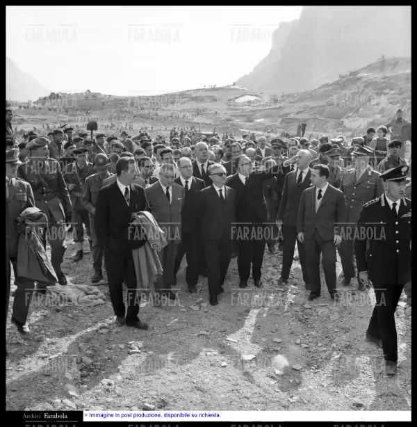 Disastro del Vajont, il presidente Leone visita i luoghi della tragedia, 1963