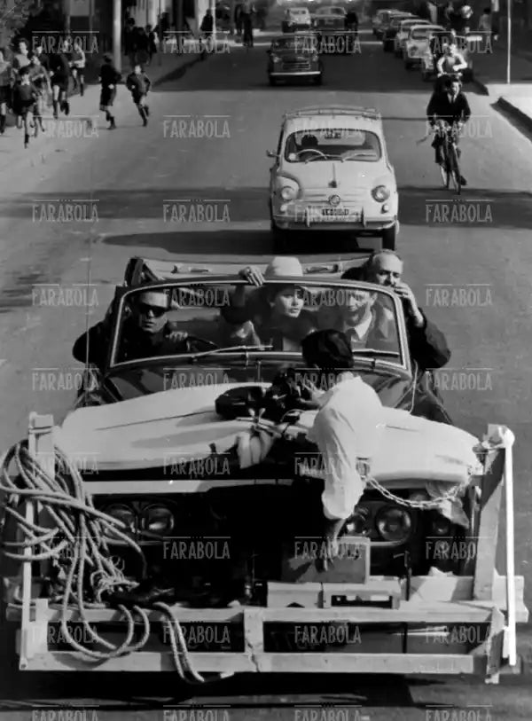 Sophia Loren e Marcello Mastroianni sul set, Film Ieri, oggi, domani, Milano, 1963