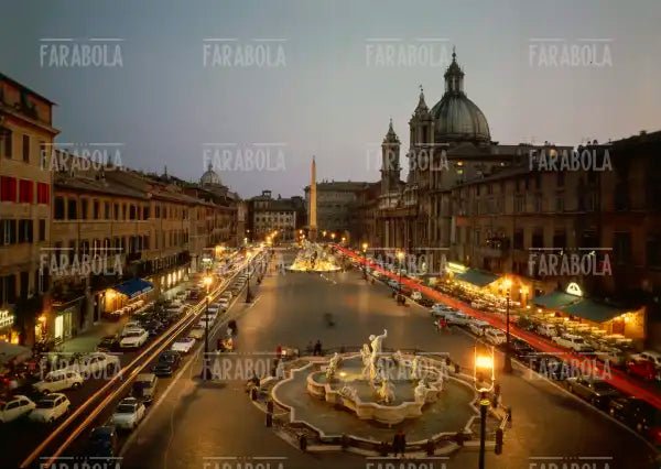 Piazza Navona al tramonto, Roma, 1964