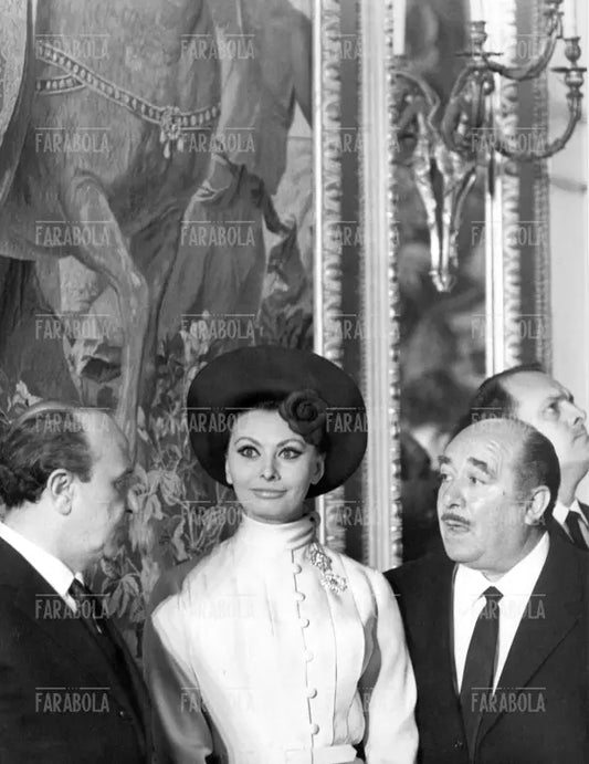 Sophia Loren, Salvo Randone e Saro Urzì, Premio David di Donatello al Quirinale, Roma, 1965