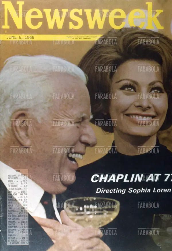 Sophia Loren e Charlie Chaplin, Copertina di Newsweek, 1966