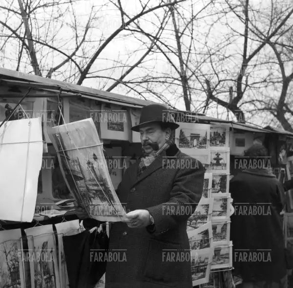 Gino Cervi durante la lavorazione de Le inchieste del commissario Maigret, Parigi, 1966