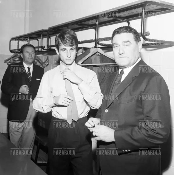 Gianni Rivera e Nereo Rocco negli spogliatoi, Inter-Milan, Milano, 1967