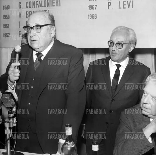 Riccardo Bacchelli, Piero Chiara ed Eugenio Montale, Premio Bagutta, Milano, 1968