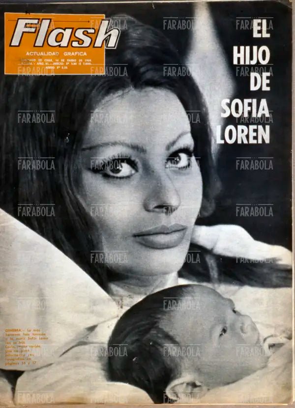 Sophia Loren con il figlio Carlo Ponti Jr., Copertina di Flash, 1969