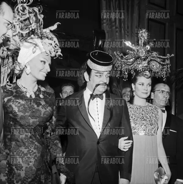 Sophia Loren, il principe Ranieri III e Grace Kelly, Ballo al Casinò di Montecarlo, 1969