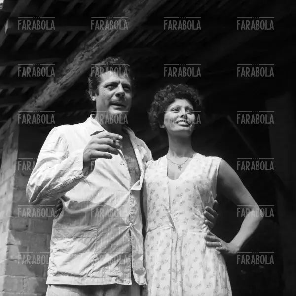 Sophia Loren e Marcello Mastroianni sul set, Film I girasoli, Zerbolò, 1969