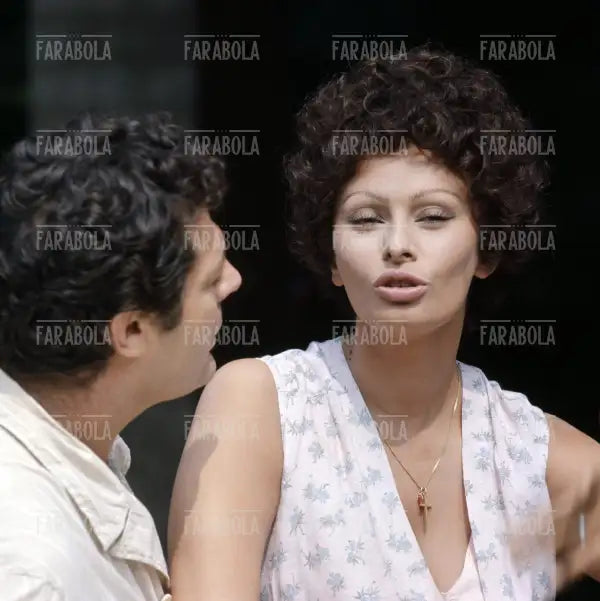 Sophia Loren e Marcello Mastroianni sul set, Film I girasoli, Zerbolò, 1969