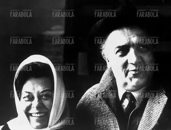 Federico Fellini e Giulietta Masina sul set del film Satyricon, 1969