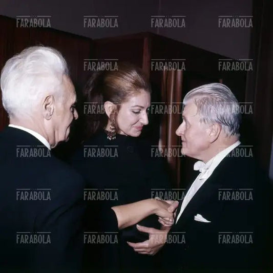 Antonio Ghiringhelli, Maria Callas e Gianandrea Gavazzeni, Prima della Scala con I vespri siciliani, Milano, 1970