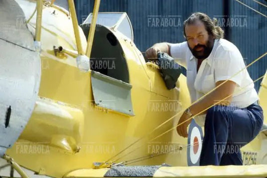 Bud Spencer con un biplano, anni 70
